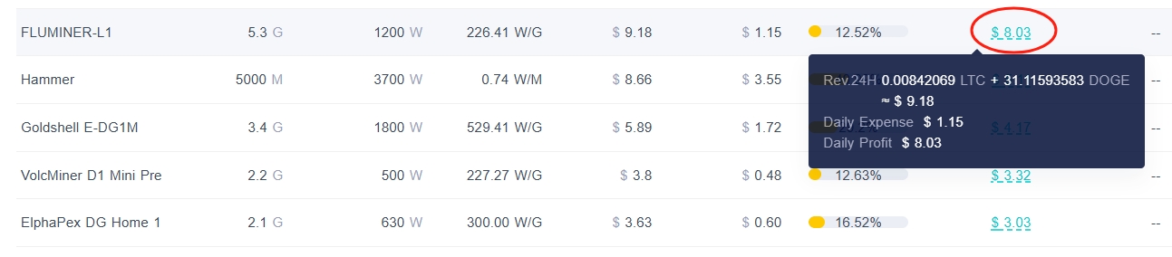 Fluminer L1 Profitability